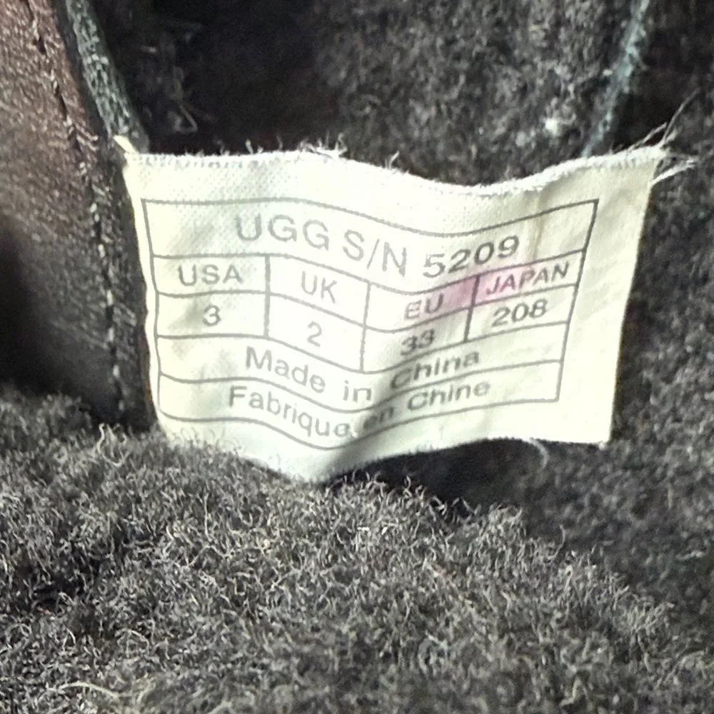 Ugg Butte Little Kid Sz 3 Black Suede Warm Waterproof Shearling Vibram Snow Boot